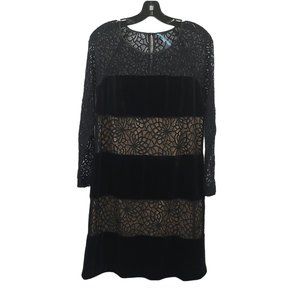 Antonio Melani Lace Velvet Dress Womens Size 10 Black Sheath Velvet Cocktail